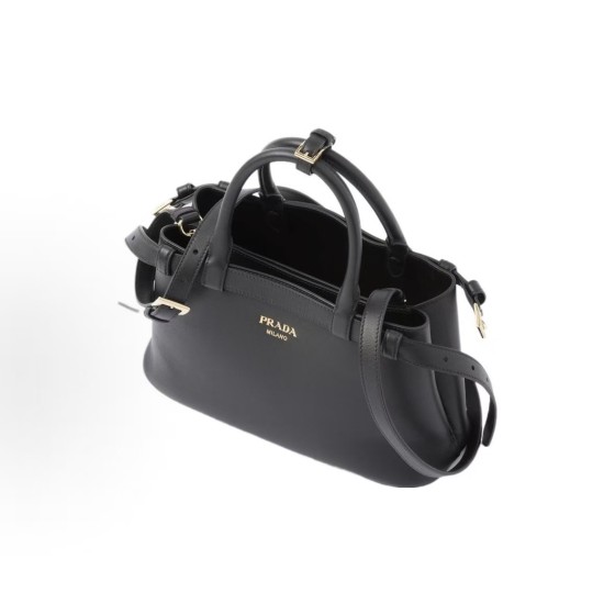 PRADA Buckle printed letter logo detachable and adjustable shoulder strap crossbody handbag, small size for women, black